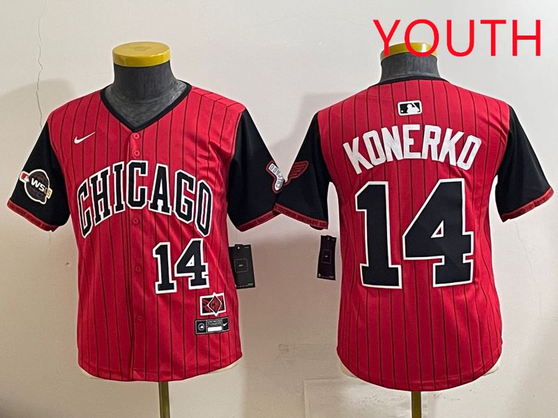 Youth 2025 Chicago White Sox 14 Konerko Red Stripe Joint Name Nike MLB Jersey style 8